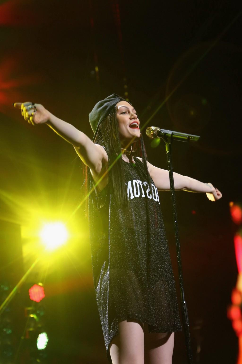 16P Jessie J see through to undies on stage at KISS 108s Jingle Ball 2014 in Boston