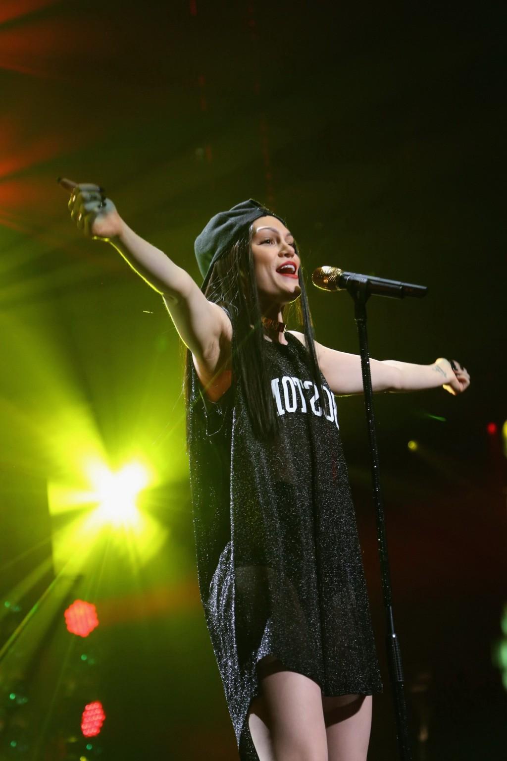 16P Jessie J see through to undies on stage at KISS 108s Jingle Ball 2014 in Boston