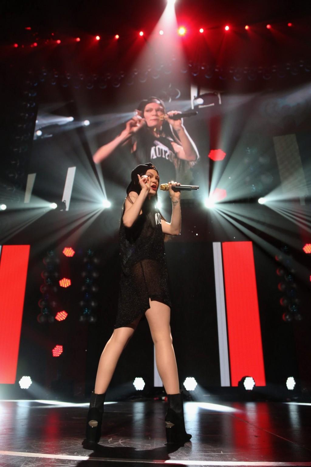 16P Jessie J see through to undies on stage at KISS 108s Jingle Ball 2014 in Boston