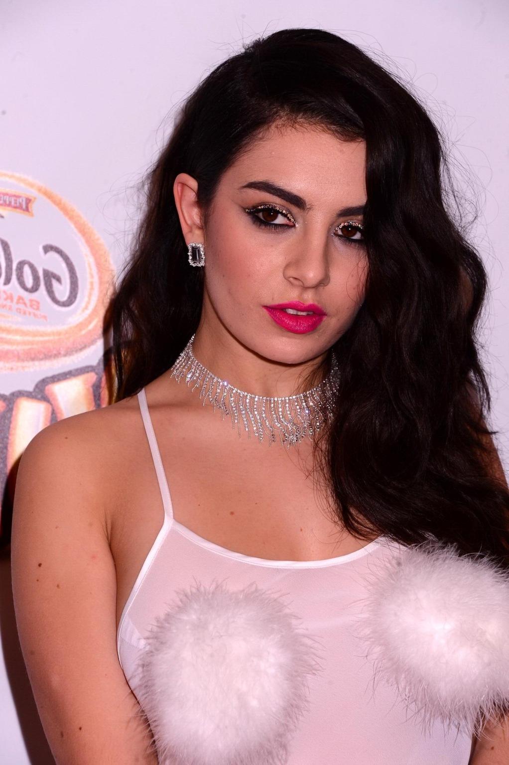 10P Charli XCX see through to white panties at Z100s Jingle Ball in New York City