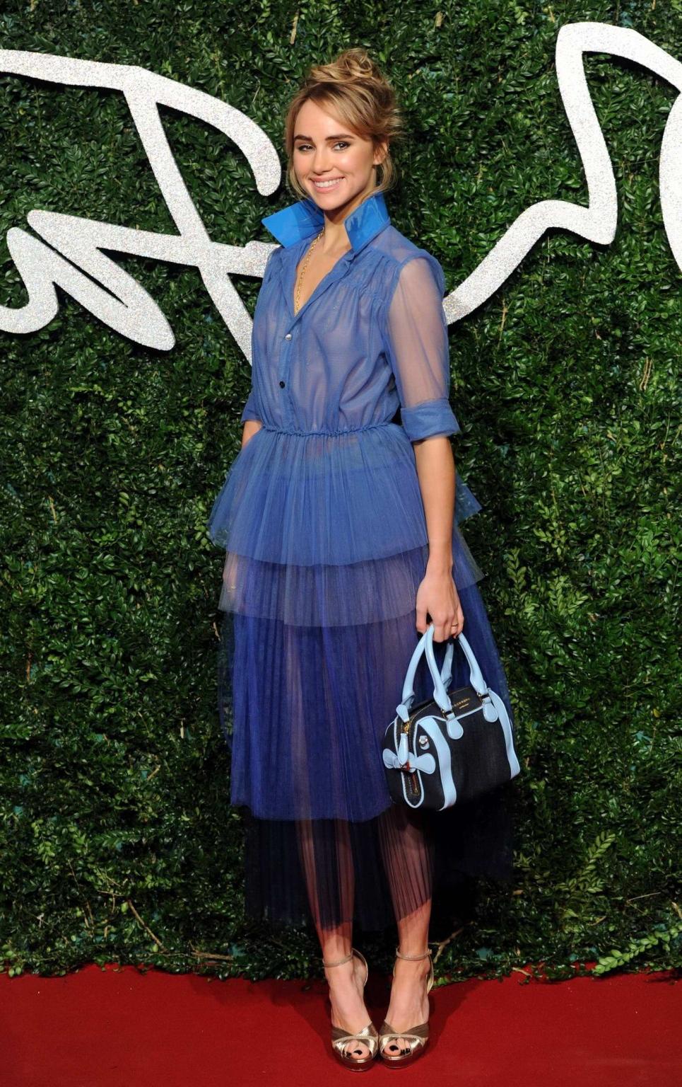 16P Suki Waterhouse showing off her boobs in see through dress for the British Fashi