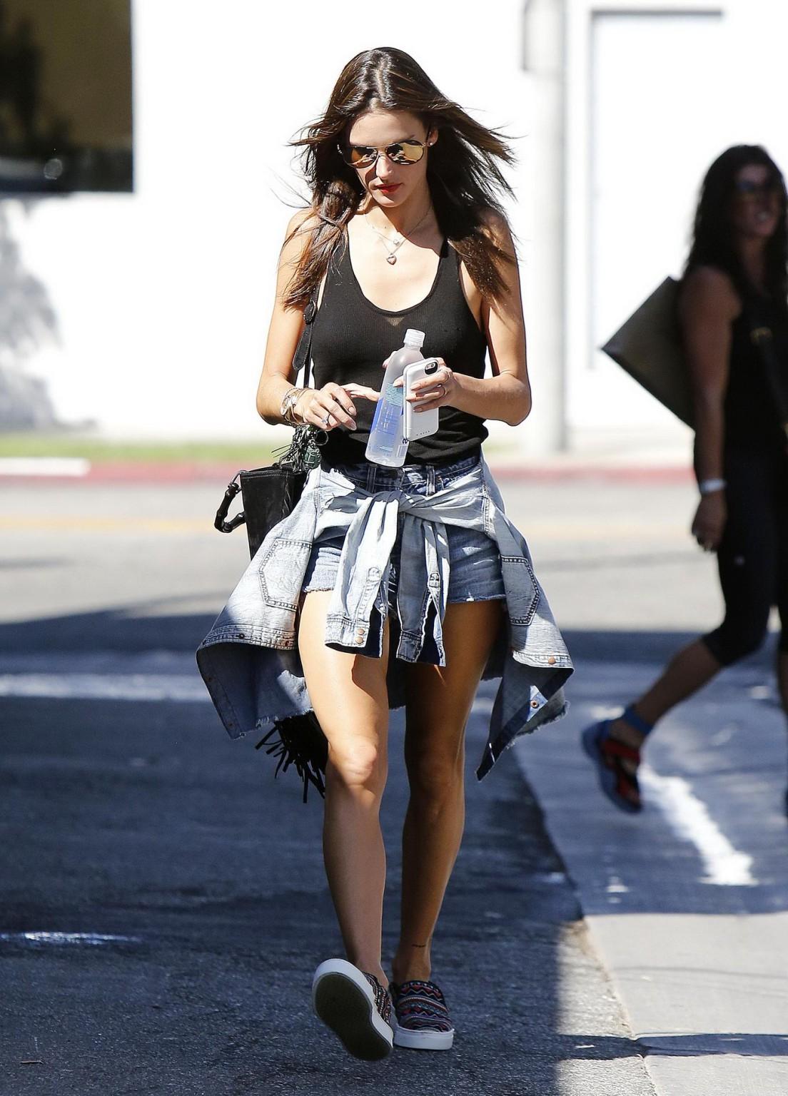 16P Alessandra Ambrosio leggy  see through to bra out in Beverly Hills