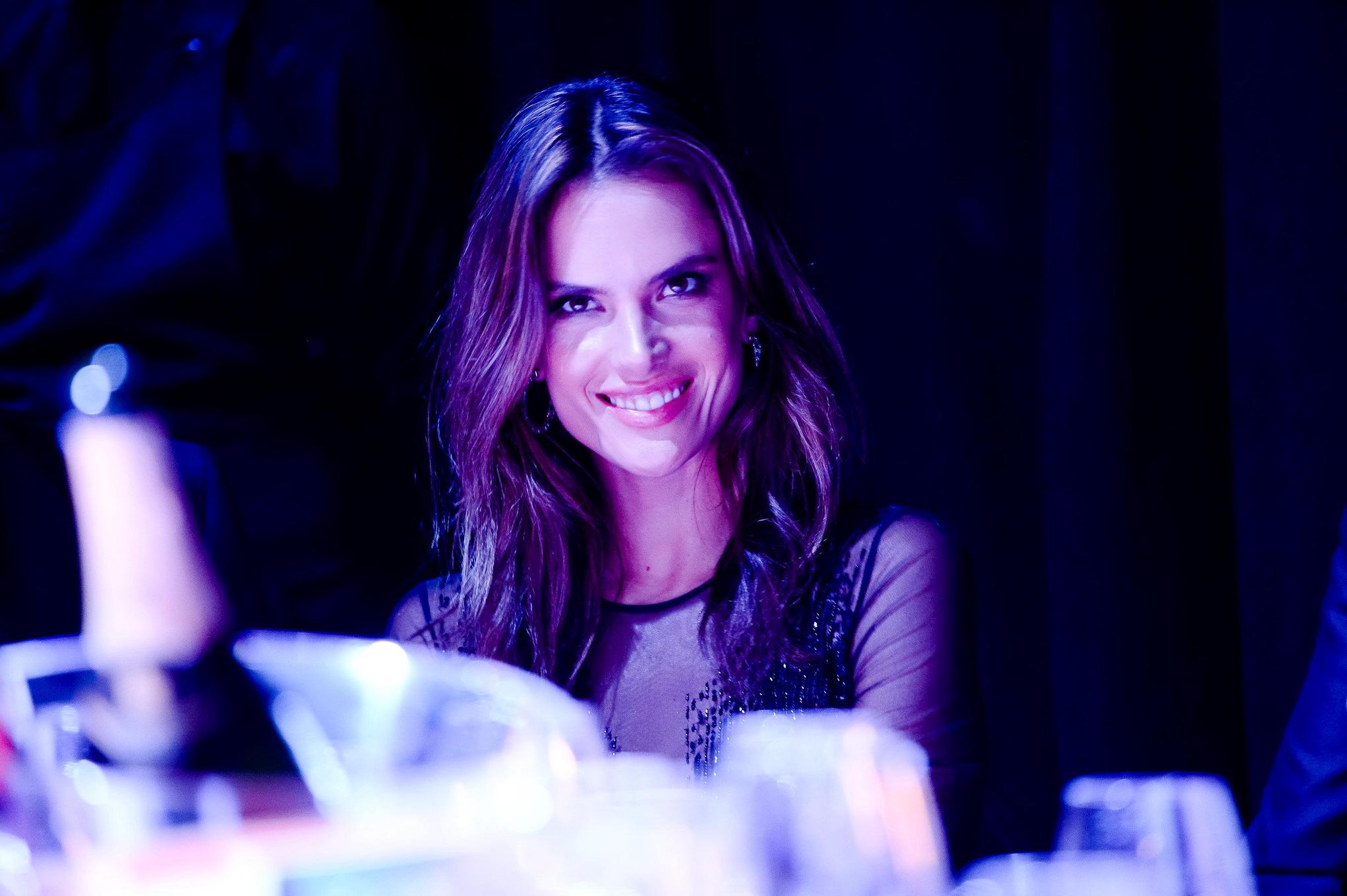 16P Alessandra Ambrosio busty wearing a partially see through dress at Milan Fashion