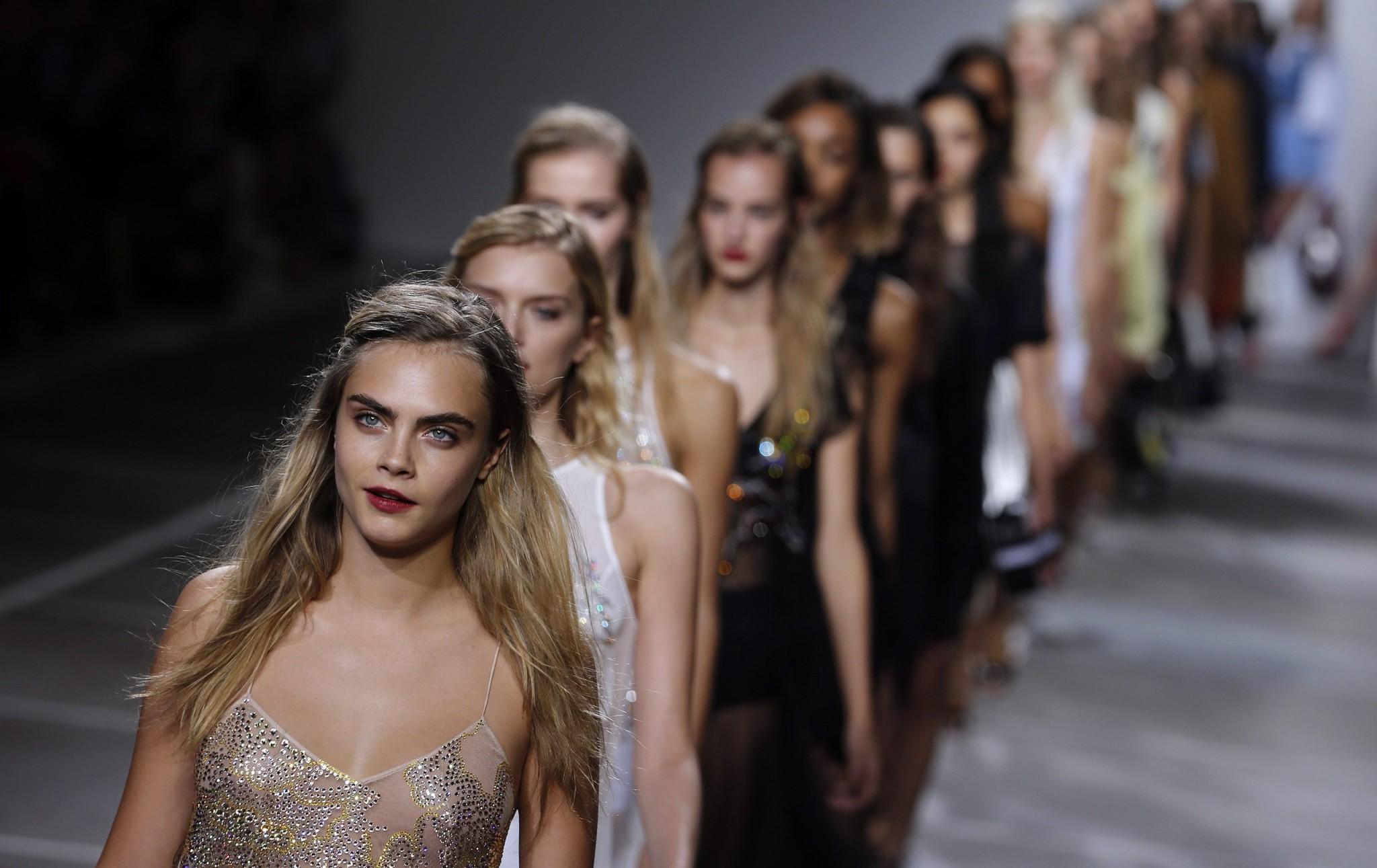 16P Cara Delevingne see through to panties at the Topshop Unique show during London 