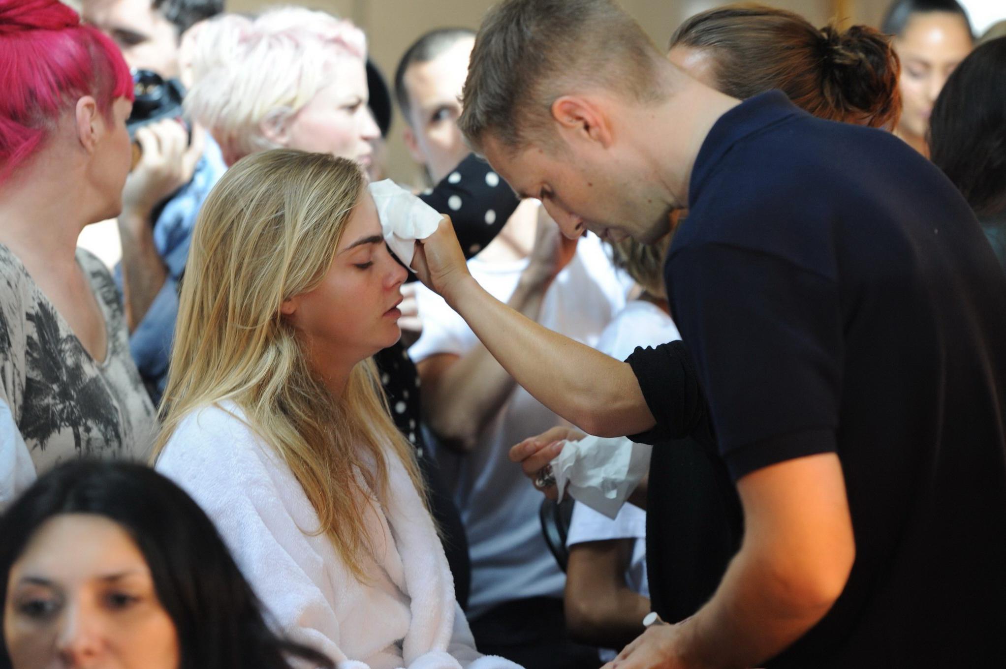 16P Cara Delevingne see through to panties at the Topshop Unique show during London 