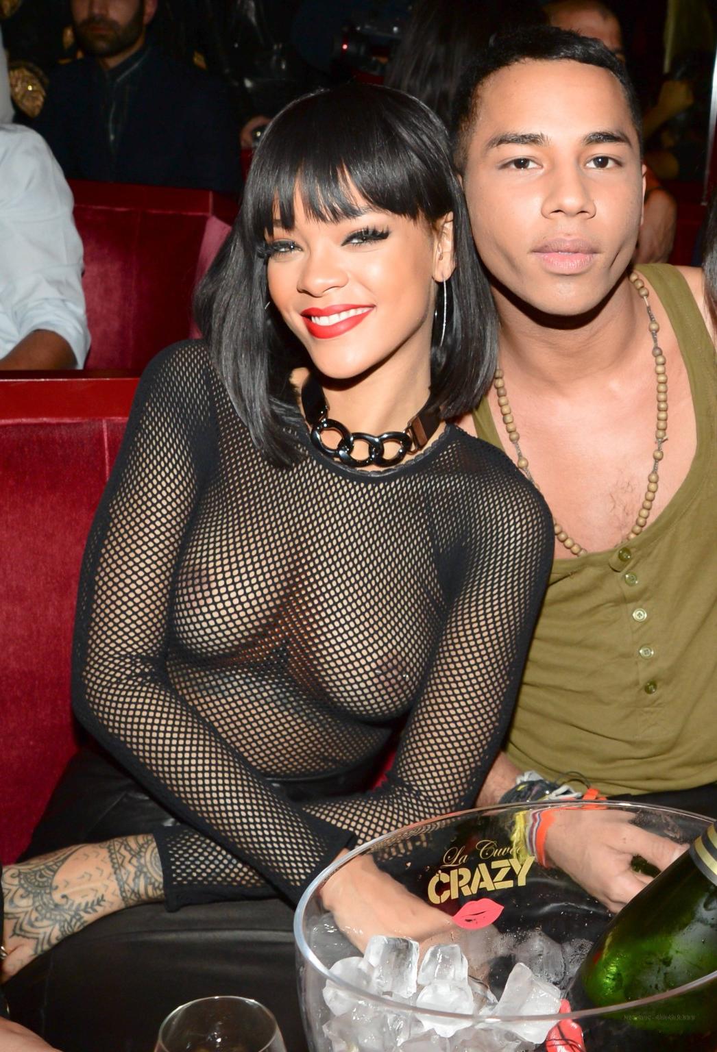 15P Rihanna  see her tits through and posing without panties