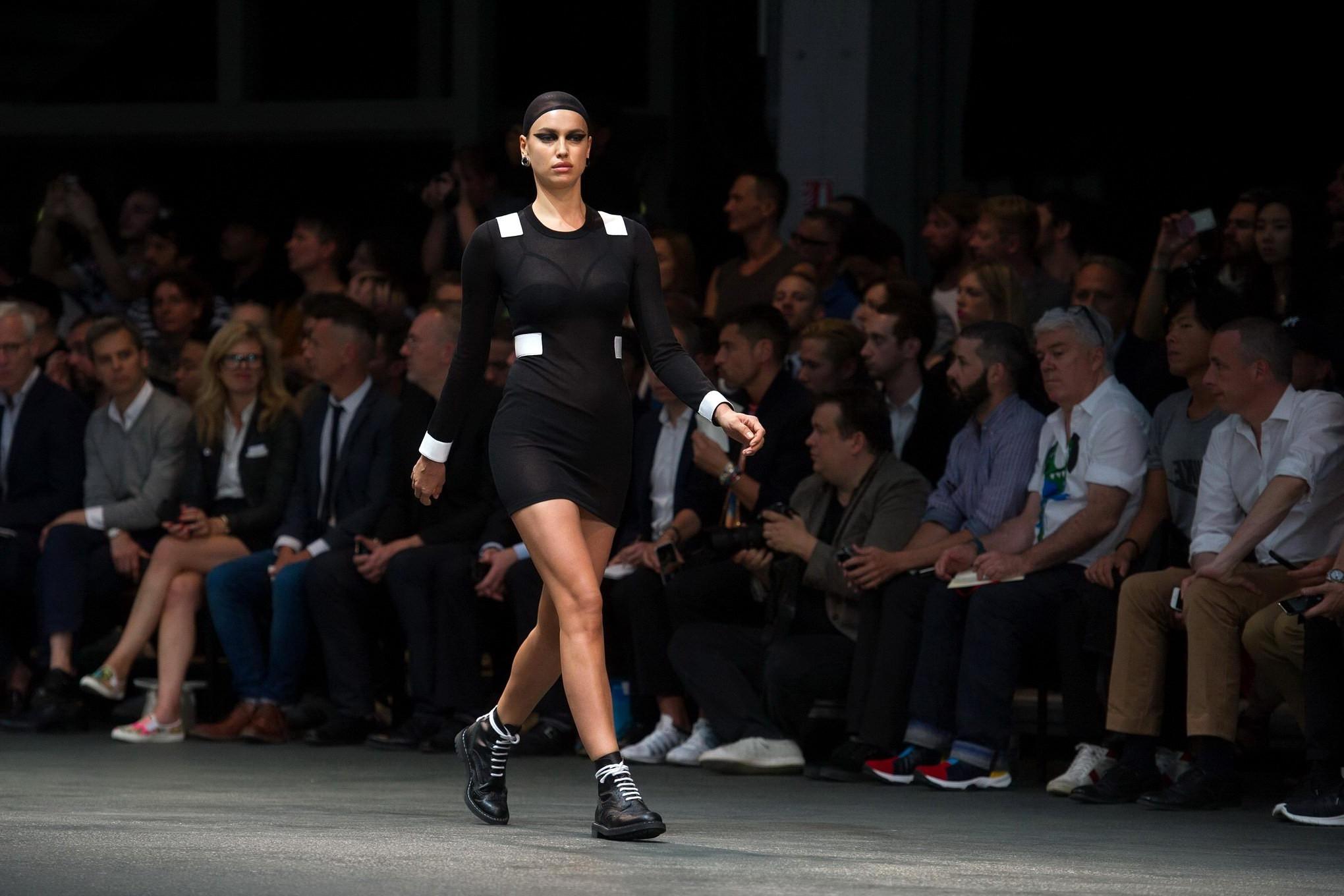 16P Irina Shayk see through to undies at Givenchy fashion show in Paris