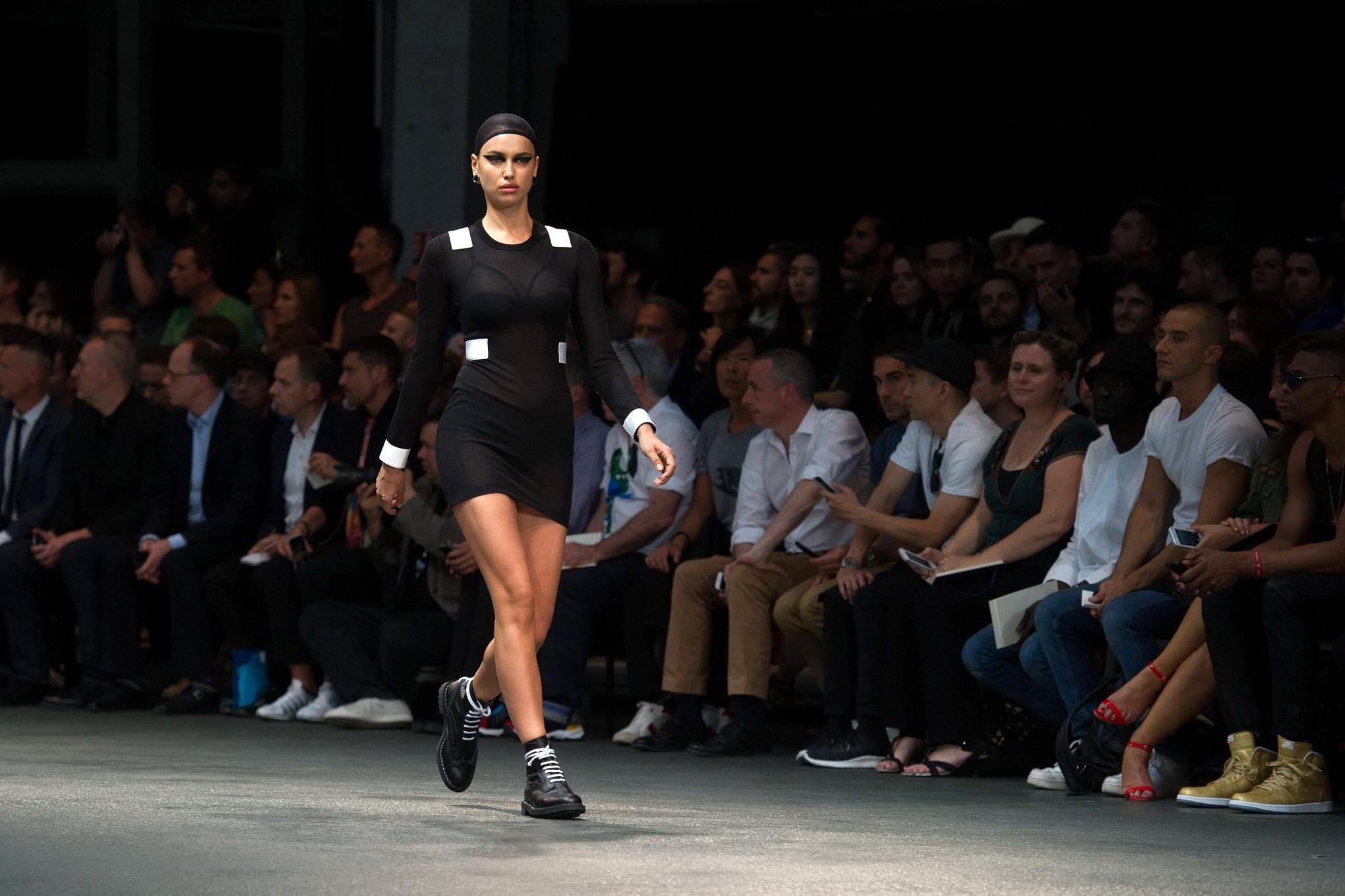 16P Irina Shayk see through to undies at Givenchy fashion show in Paris