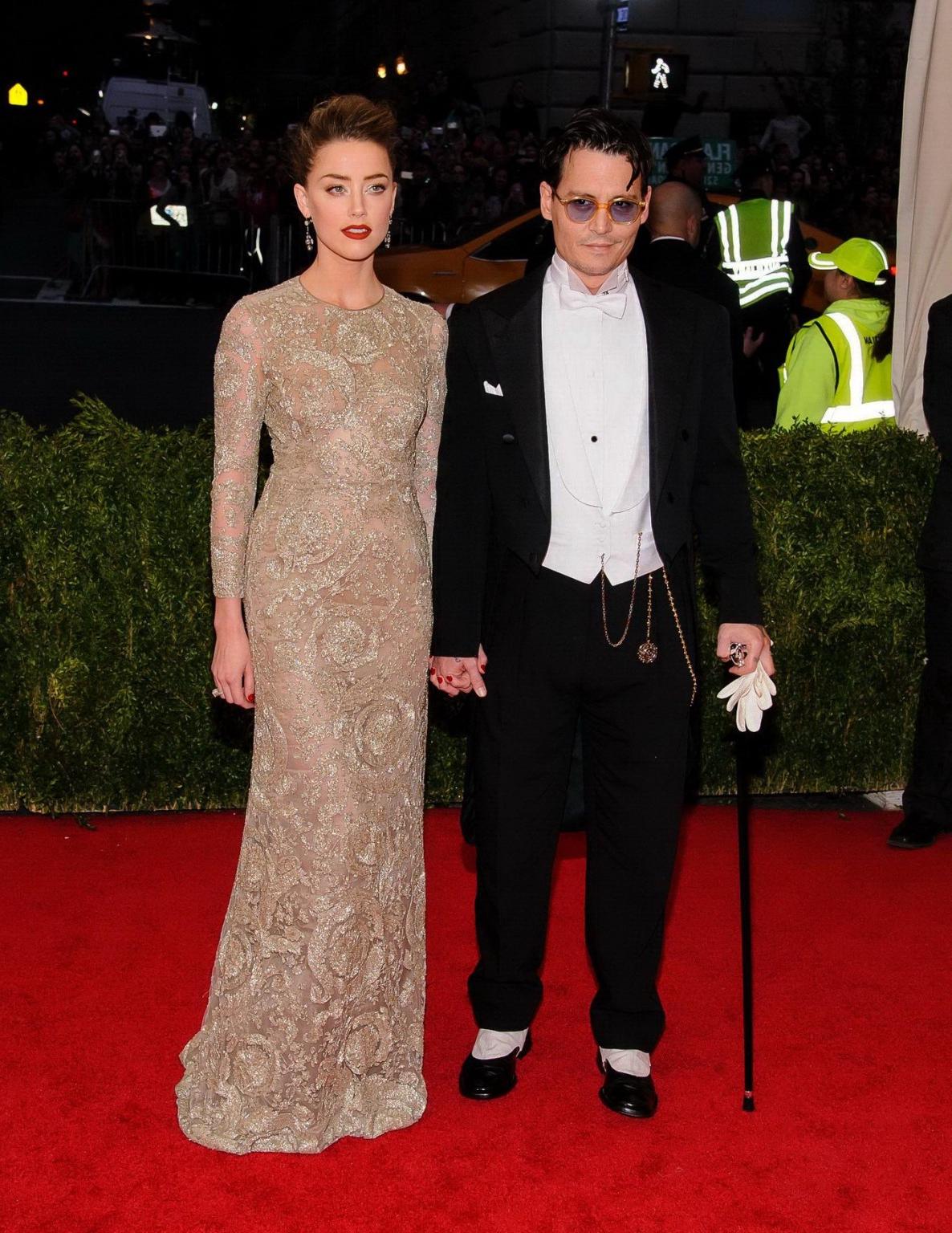 16P Amber Heard braless wearing a see through dress at the 2014 Met Gala in NY
