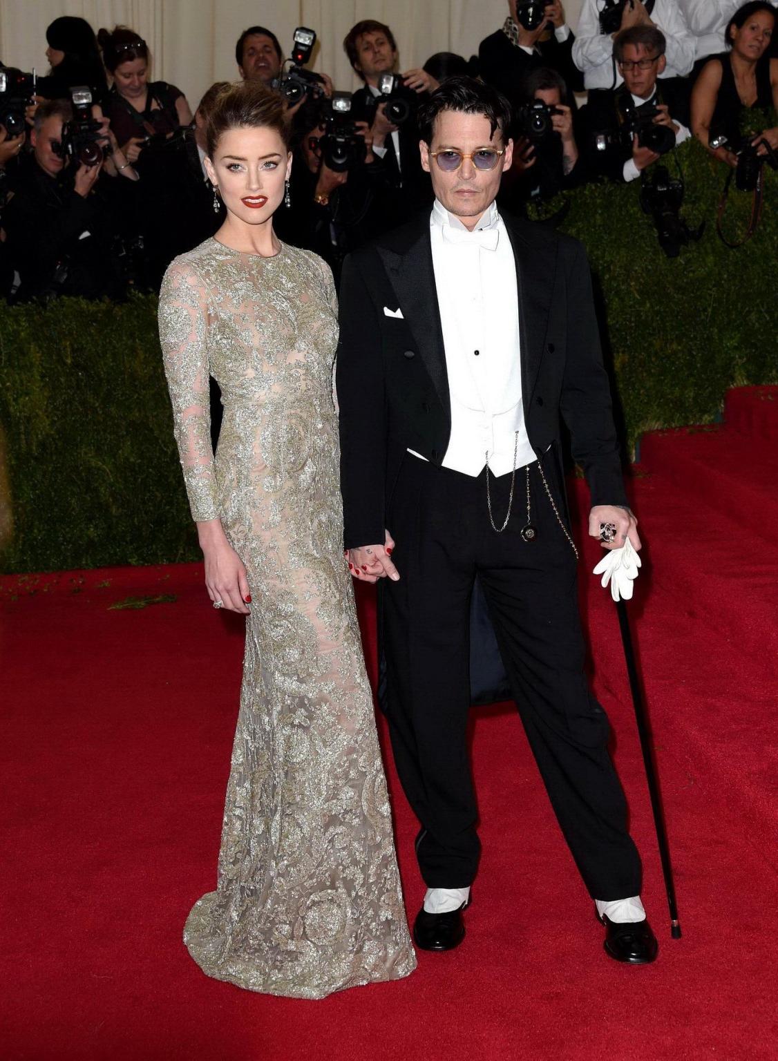 16P Amber Heard braless wearing a see through dress at the 2014 Met Gala in NY