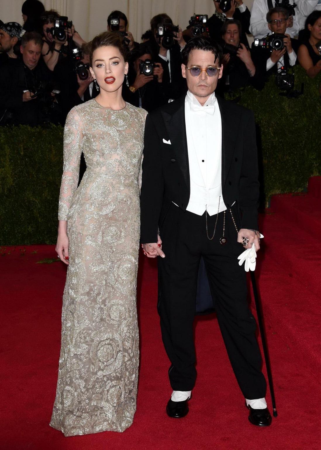 16P Amber Heard braless wearing a see through dress at the 2014 Met Gala in NY