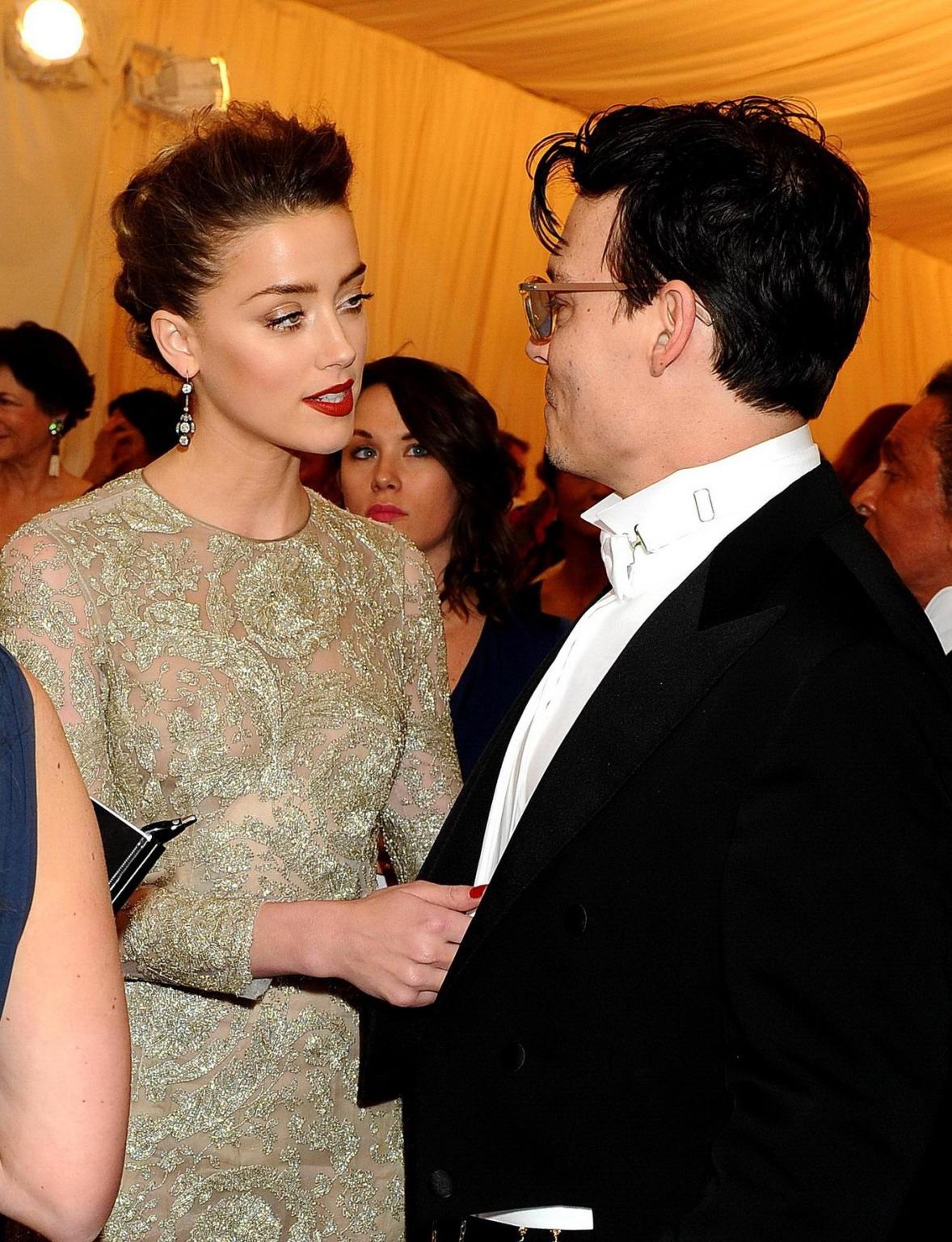 16P Amber Heard braless wearing a see through dress at the 2014 Met Gala in NY