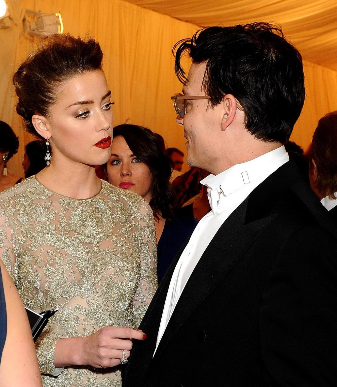 16P Amber Heard braless wearing a see through dress at the 2014 Met Gala in NY