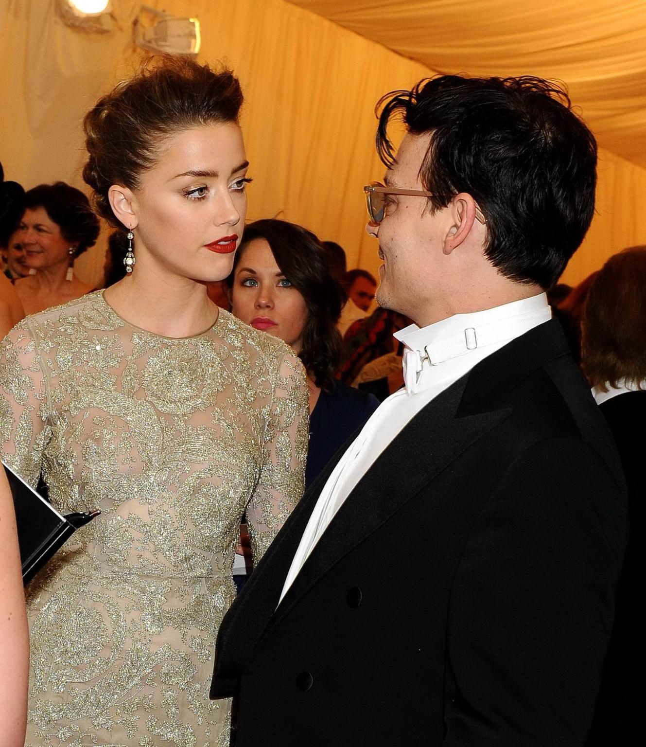 16P Amber Heard braless wearing a see through dress at the 2014 Met Gala in NY