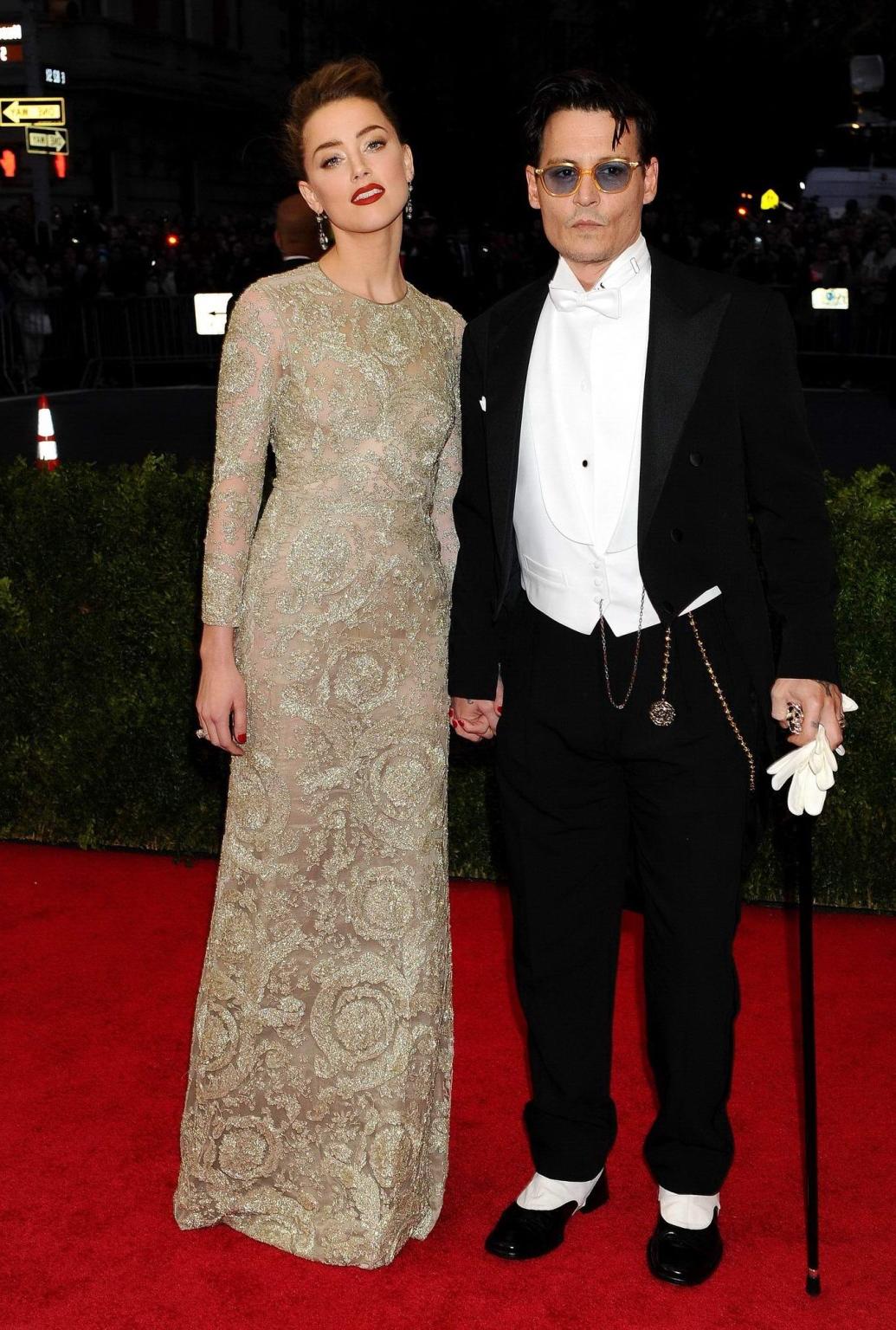 16P Amber Heard braless wearing a see through dress at the 2014 Met Gala in NY