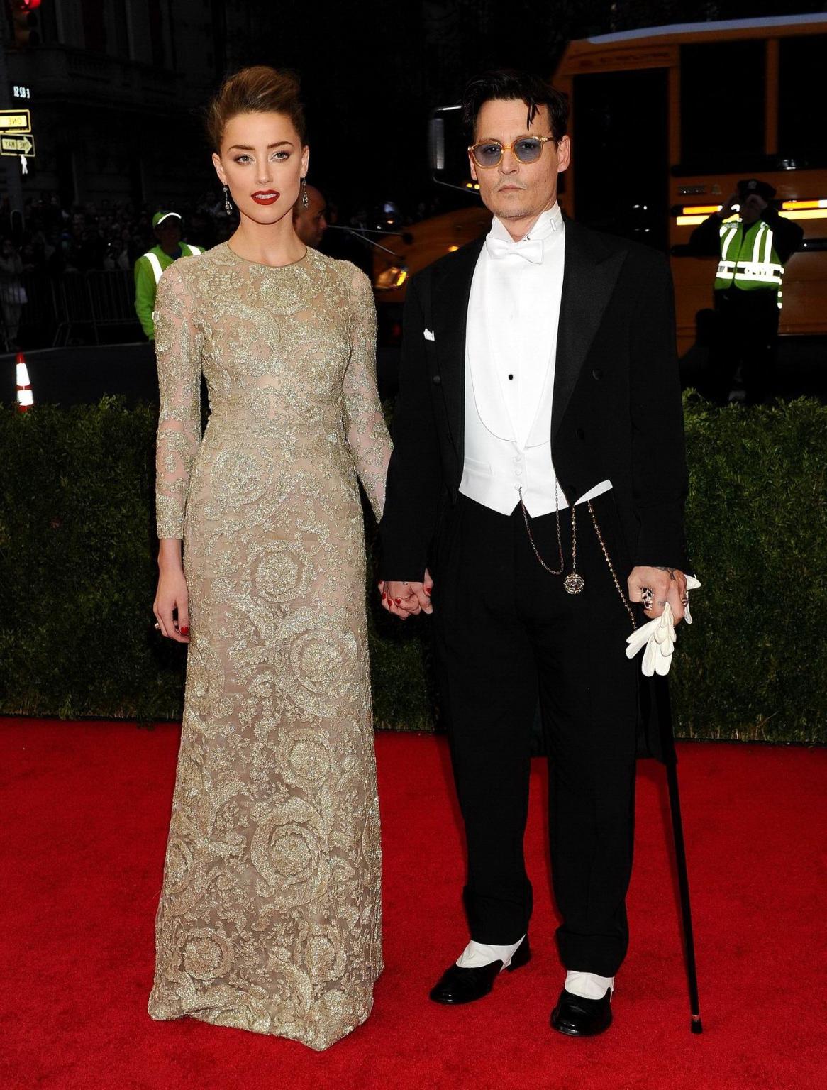 16P Amber Heard braless wearing a see through dress at the 2014 Met Gala in NY