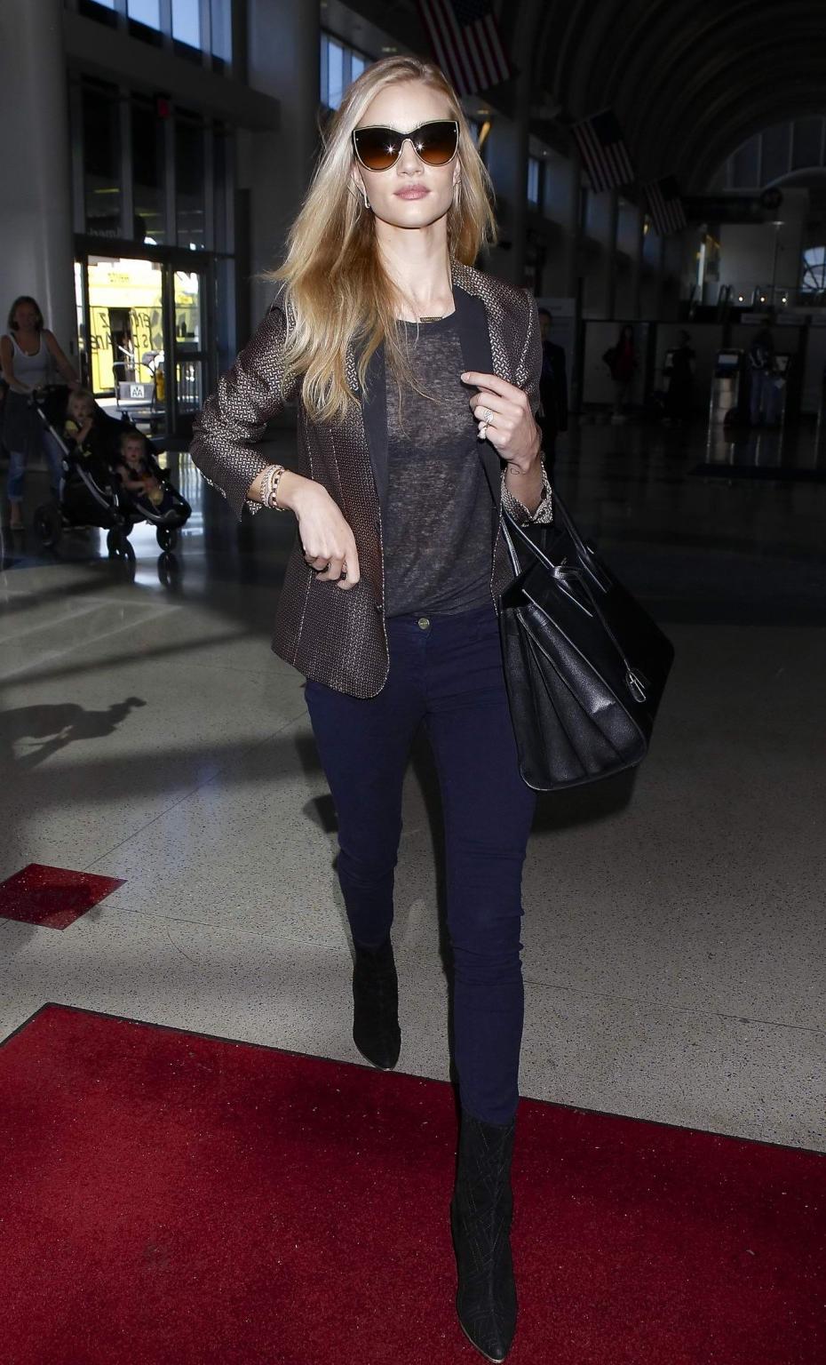 16P Rosie HuntingtonWhiteley see through to bra at LAX Airport