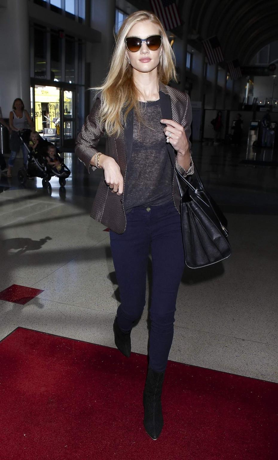 16P Rosie HuntingtonWhiteley see through to bra at LAX Airport