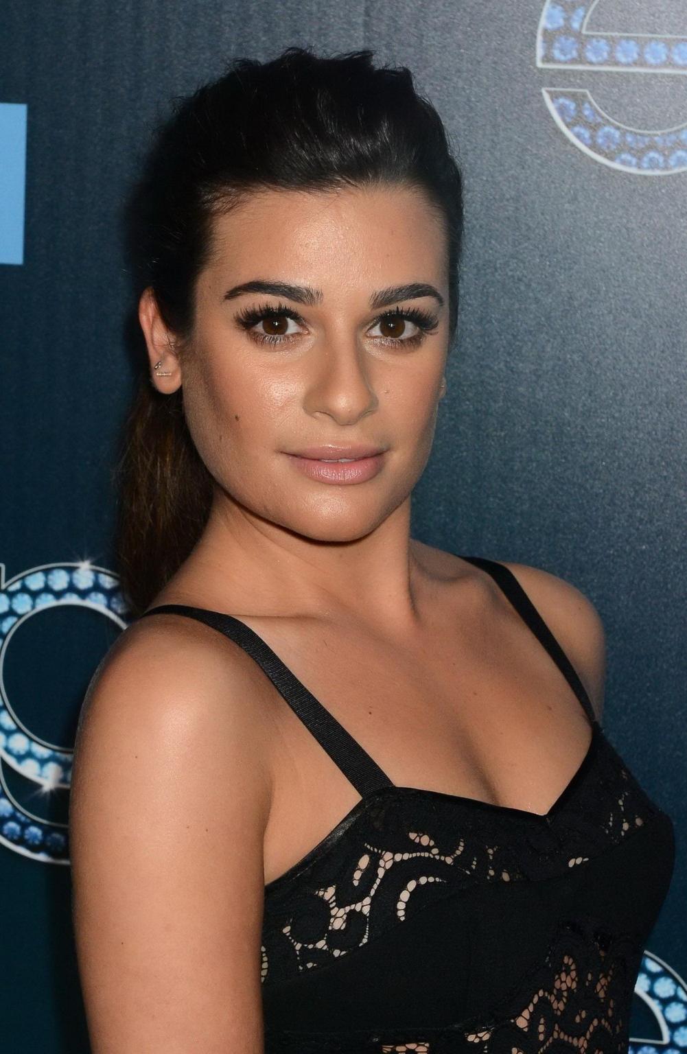 16P Lea Michele see through to undies at the Glee 100th Episode Celebration in LA