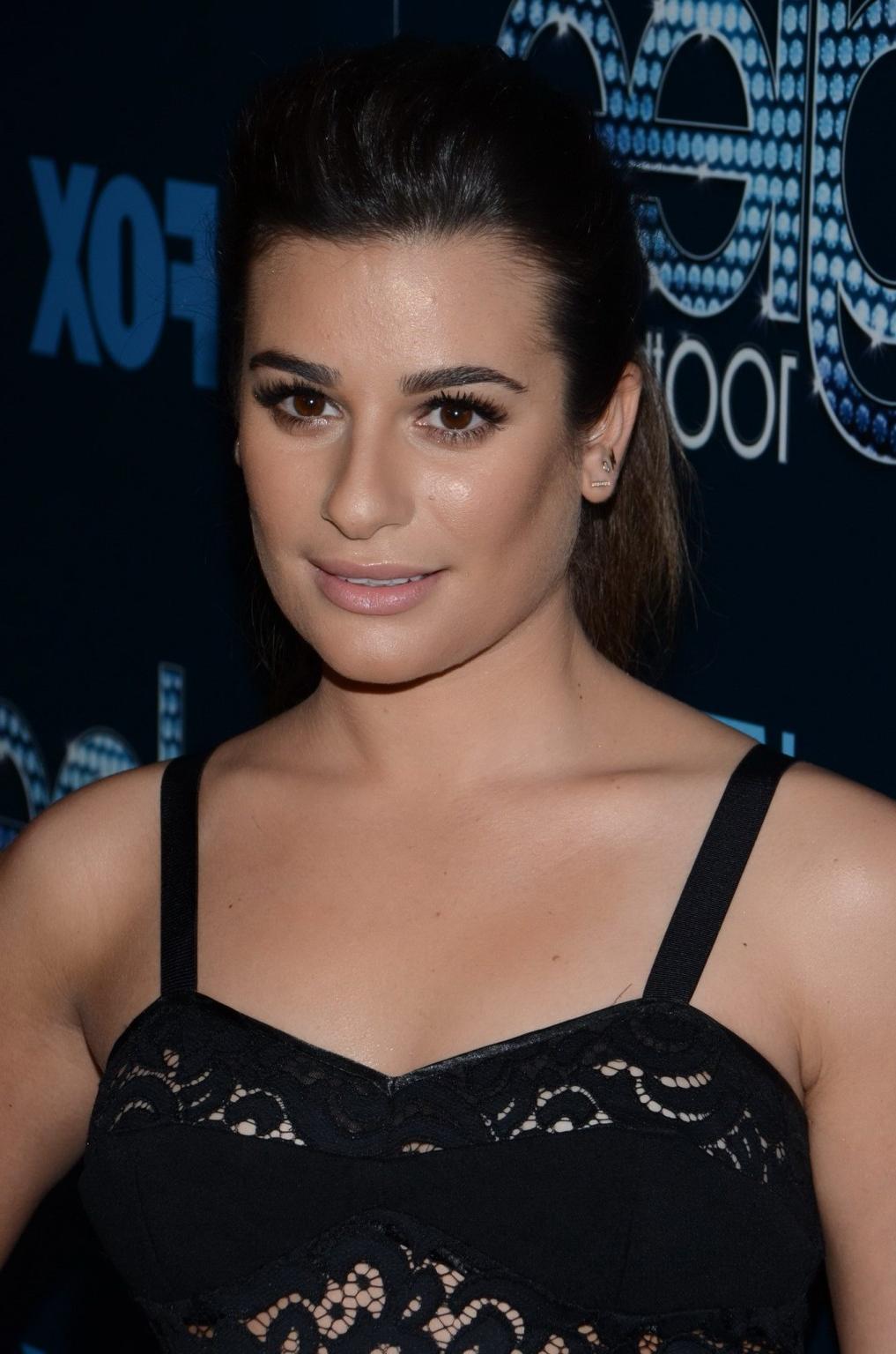 16P Lea Michele see through to undies at the Glee 100th Episode Celebration in LA