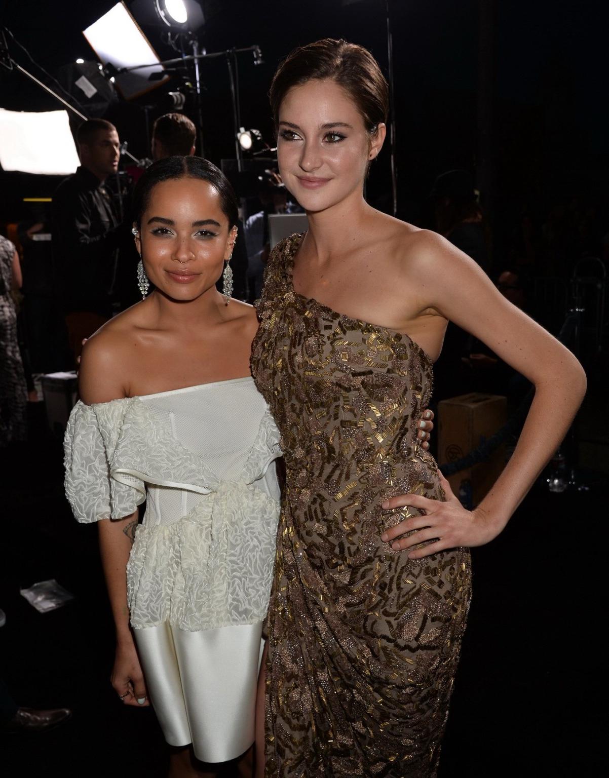 16P Shailene Woodley braless wearing partially see-through dress at the Divergent pr