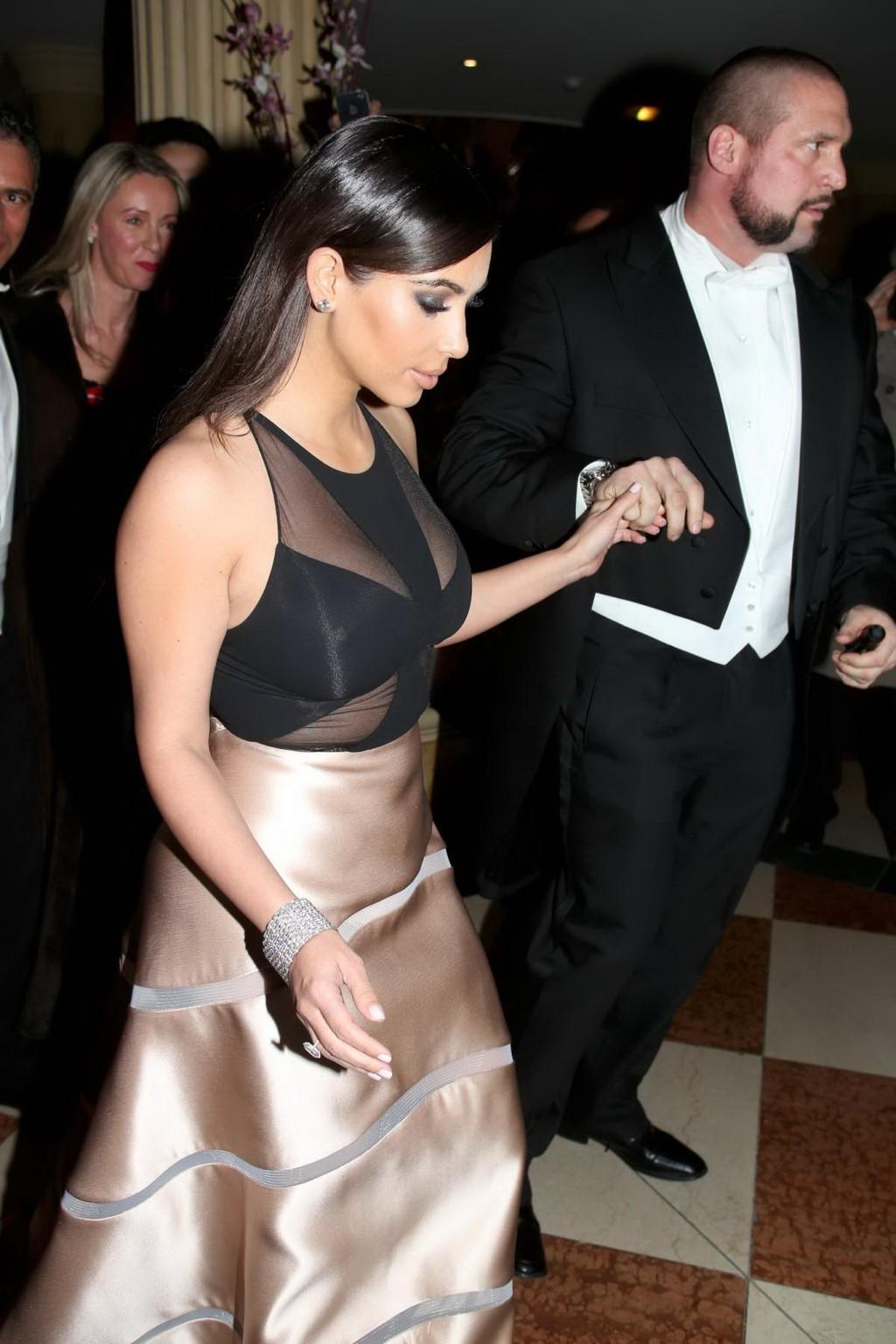 16P Kim Kardashian braless wearing partially see-through dress at 58 Wiener Opernbal