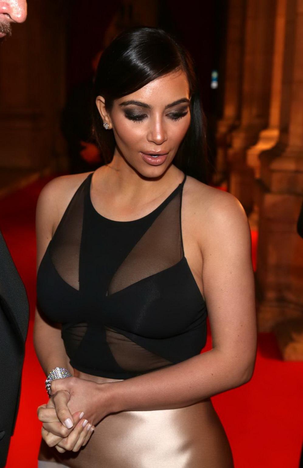16P Kim Kardashian braless wearing partially see-through dress at 58 Wiener Opernbal