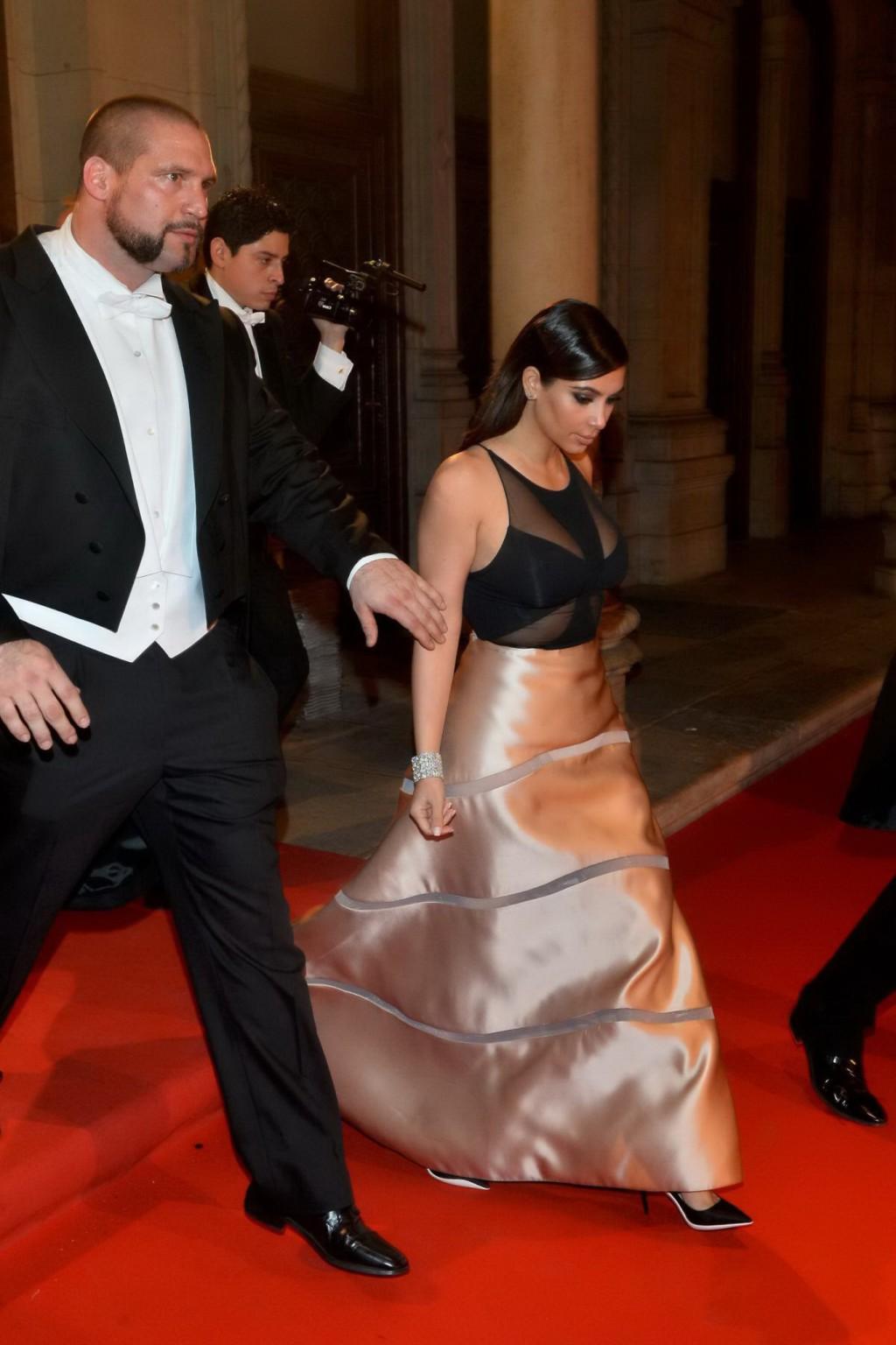 16P Kim Kardashian braless wearing partially see-through dress at 58 Wiener Opernbal
