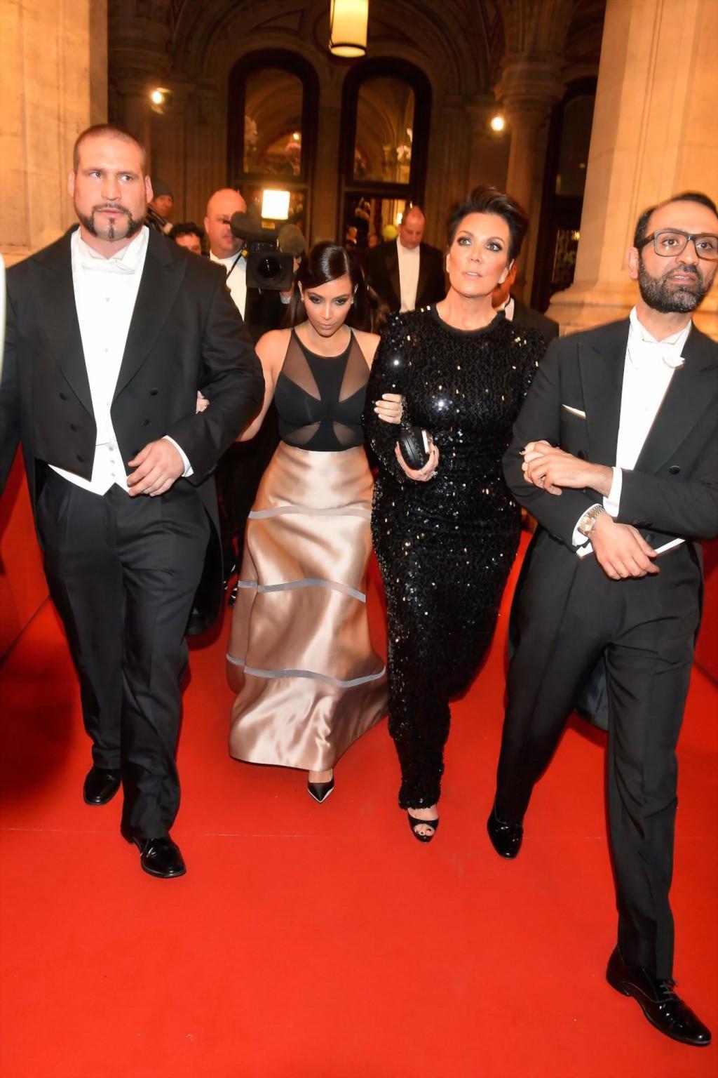 16P Kim Kardashian braless wearing partially see-through dress at 58 Wiener Opernbal