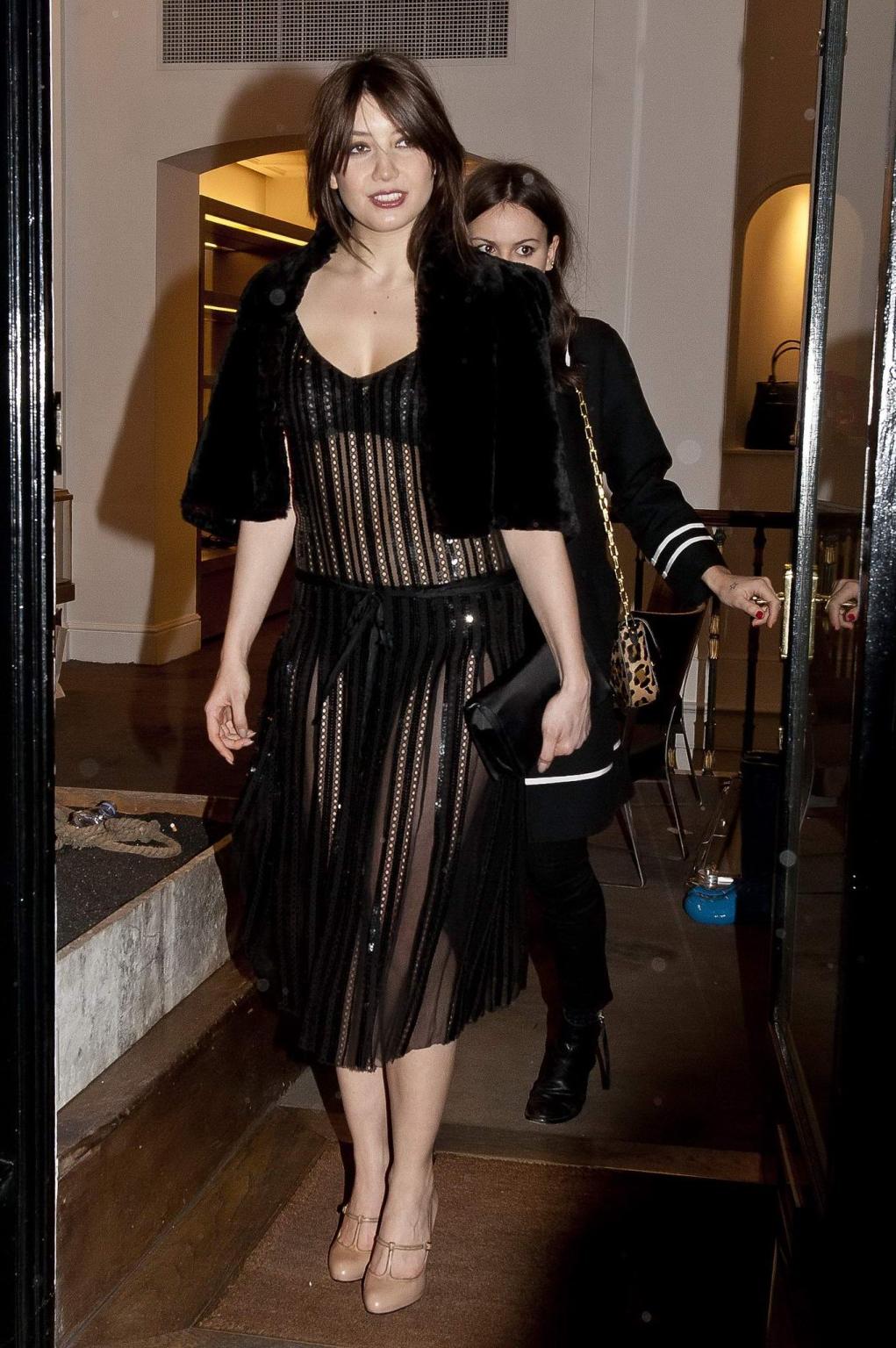16P Daisy Lowe see through to undies outside the the Marc Jacobs store in London