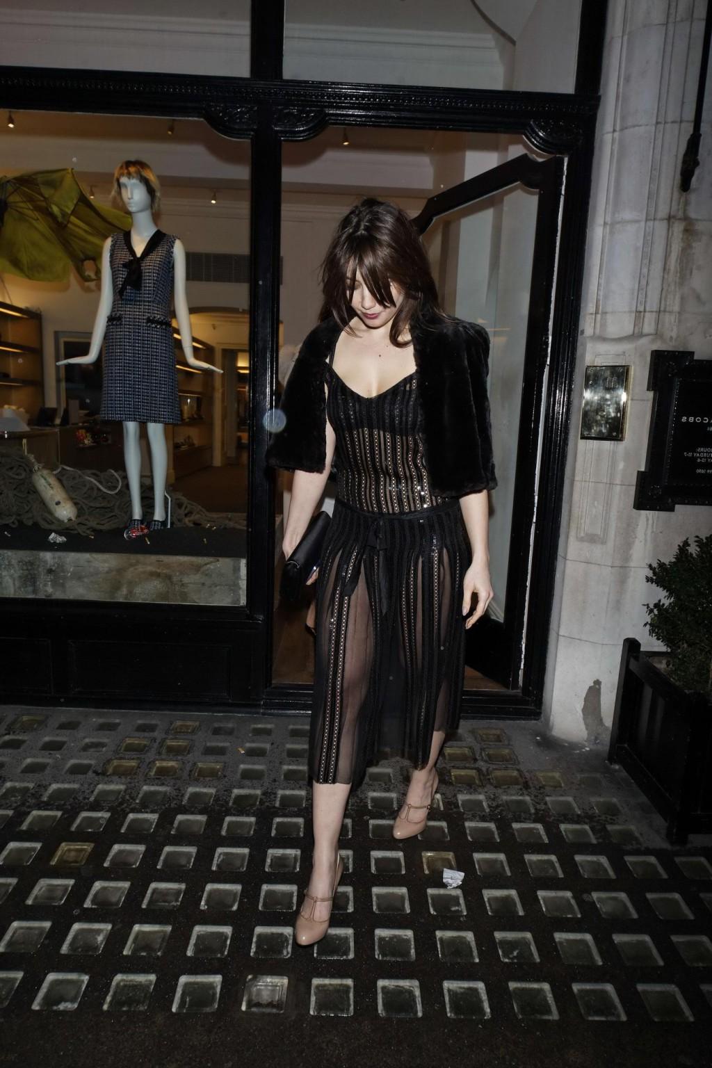 16P Daisy Lowe see through to undies outside the the Marc Jacobs store in London