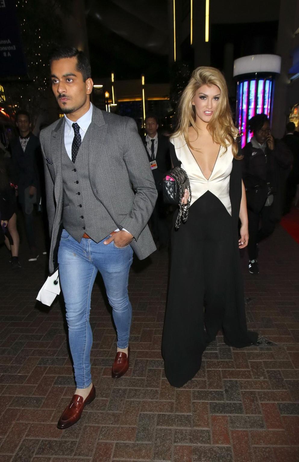 16P Amy Willerton cleavy  see through to thong at the BRIT Awards 2014 in London