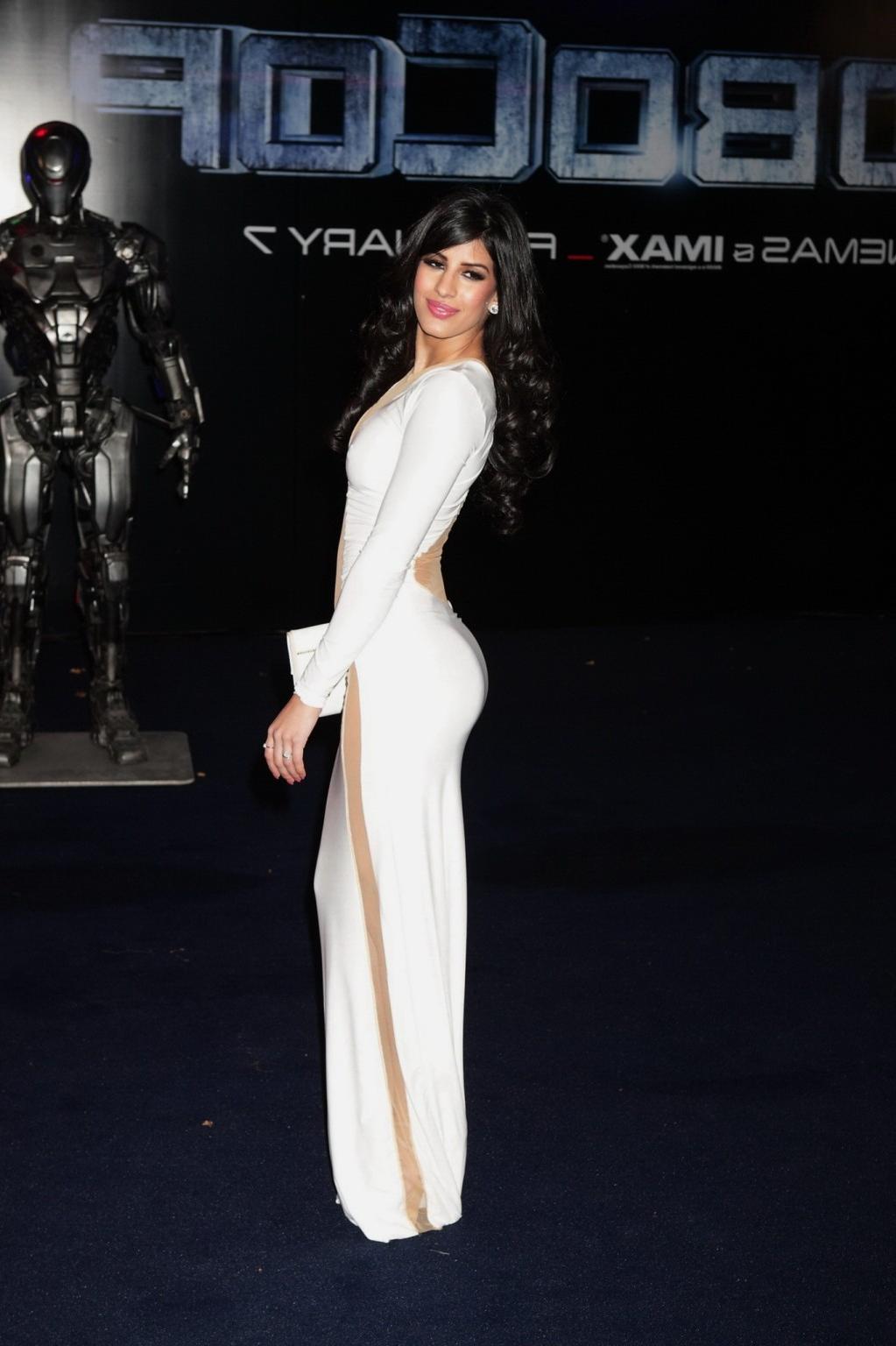 16P Jasmin Walia naked under white partially see-through dress at the Robocop'' prem