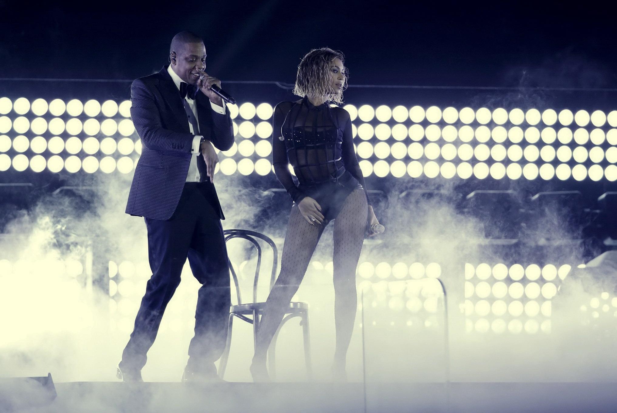 16P Beyonce Knowles see-through to lingerie while performing at 56th Annual Grammy A