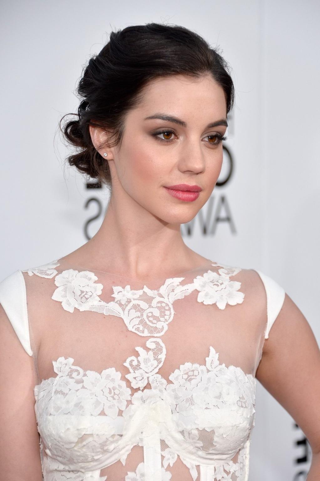 16P Adelaide Kane braless wearing a partially see through dress at the 40th annual P