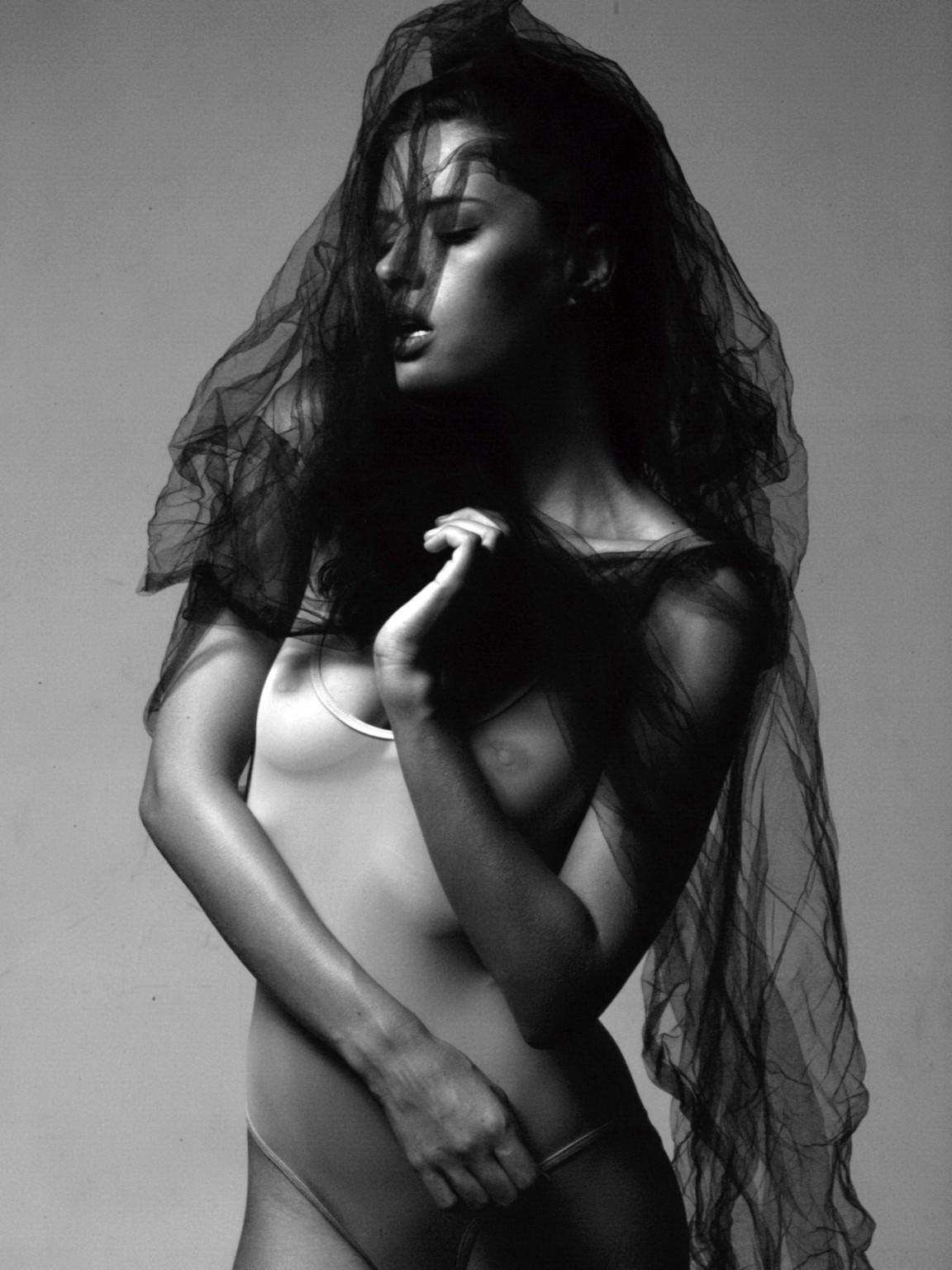 16P Michea Crawford showing off her boobs and pussy in a see through body suit for M