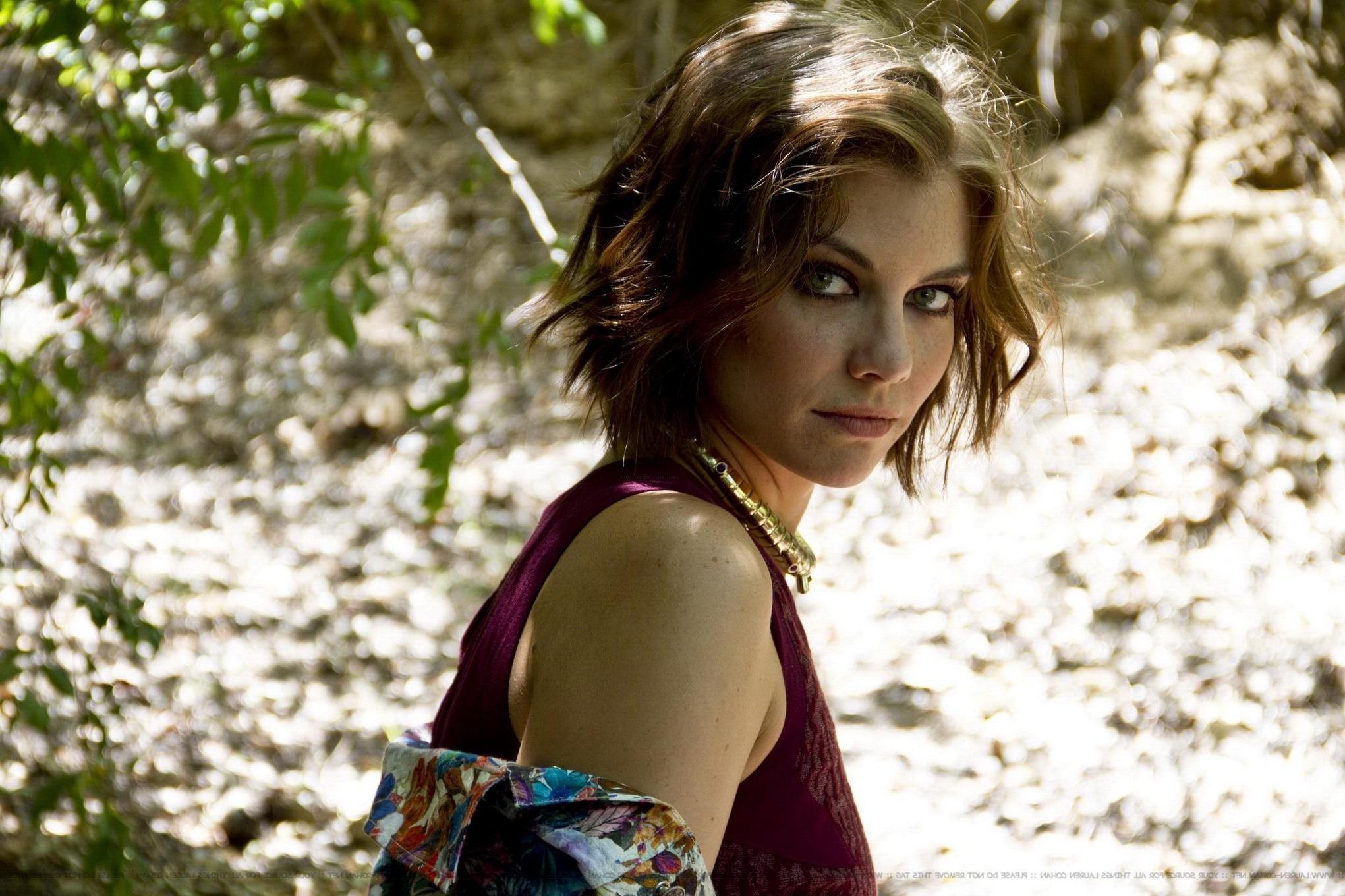 16P Lauren Cohan braless wearing various see through outfits for the Ladygunn Magazi