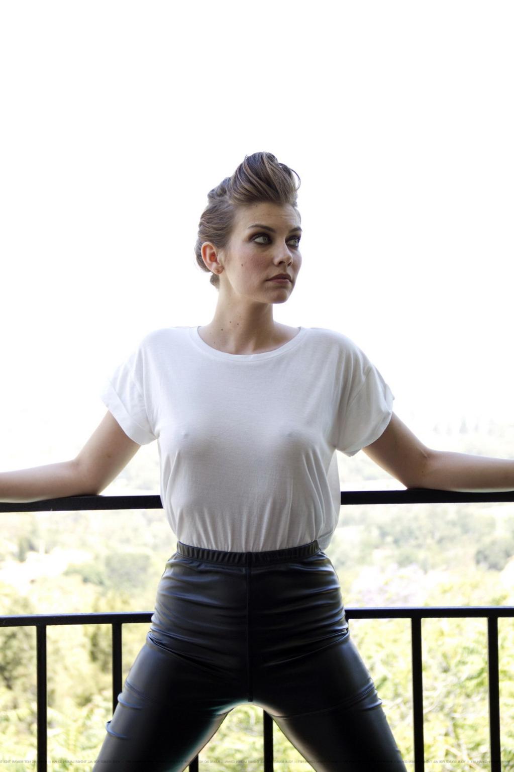 16P Lauren Cohan braless wearing various see through outfits for the Ladygunn Magazi