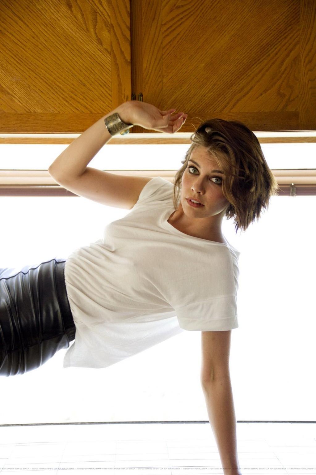 16P Lauren Cohan braless wearing various see through outfits for the Ladygunn Magazi