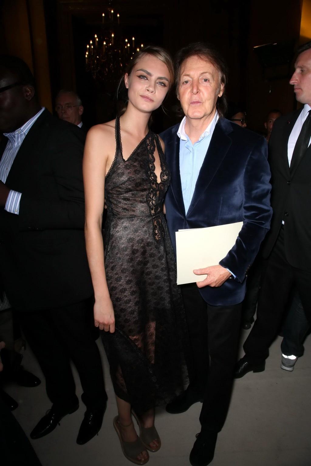 16P Cara Delevingne wearing a see through dress at Stella McCartney Fashion Show PFW