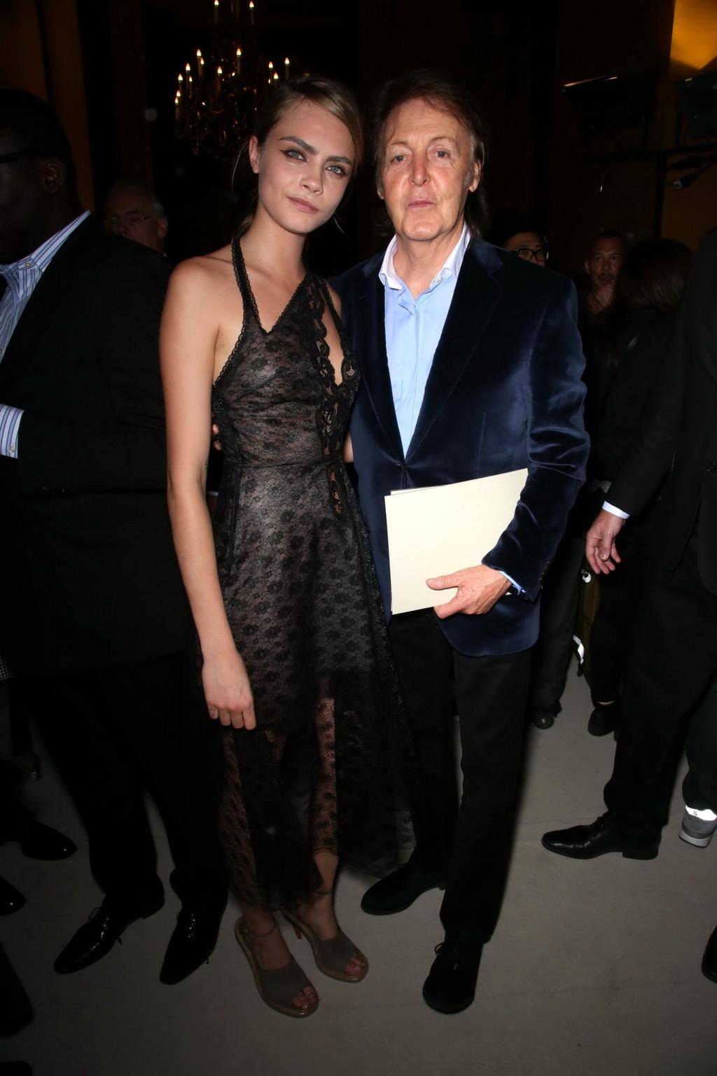 16P Cara Delevingne wearing a see through dress at Stella McCartney Fashion Show PFW