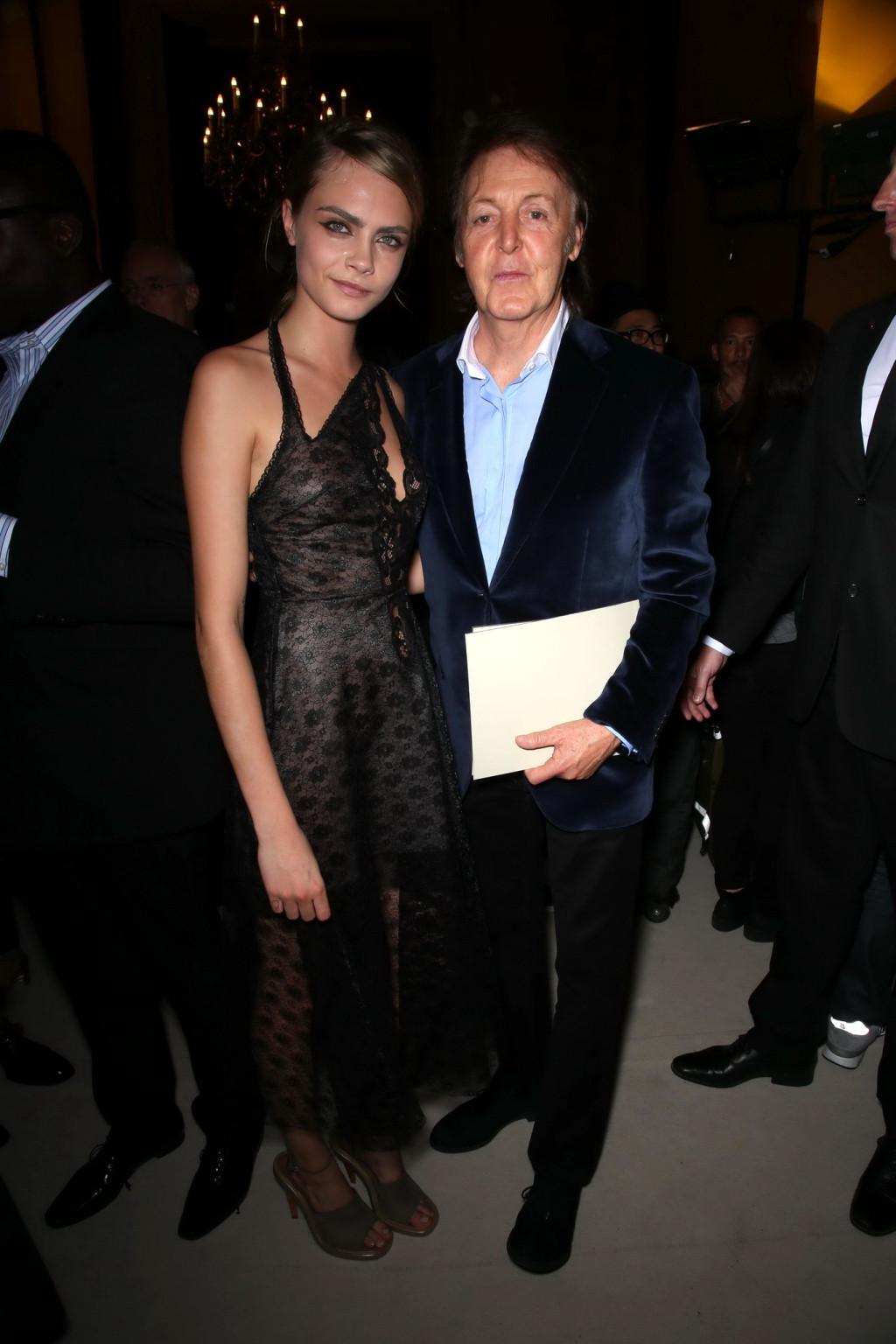 16P Cara Delevingne wearing a see through dress at Stella McCartney Fashion Show PFW