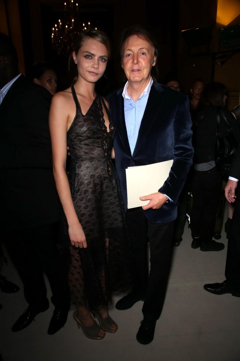 16P Cara Delevingne wearing a see through dress at Stella McCartney Fashion Show PFW
