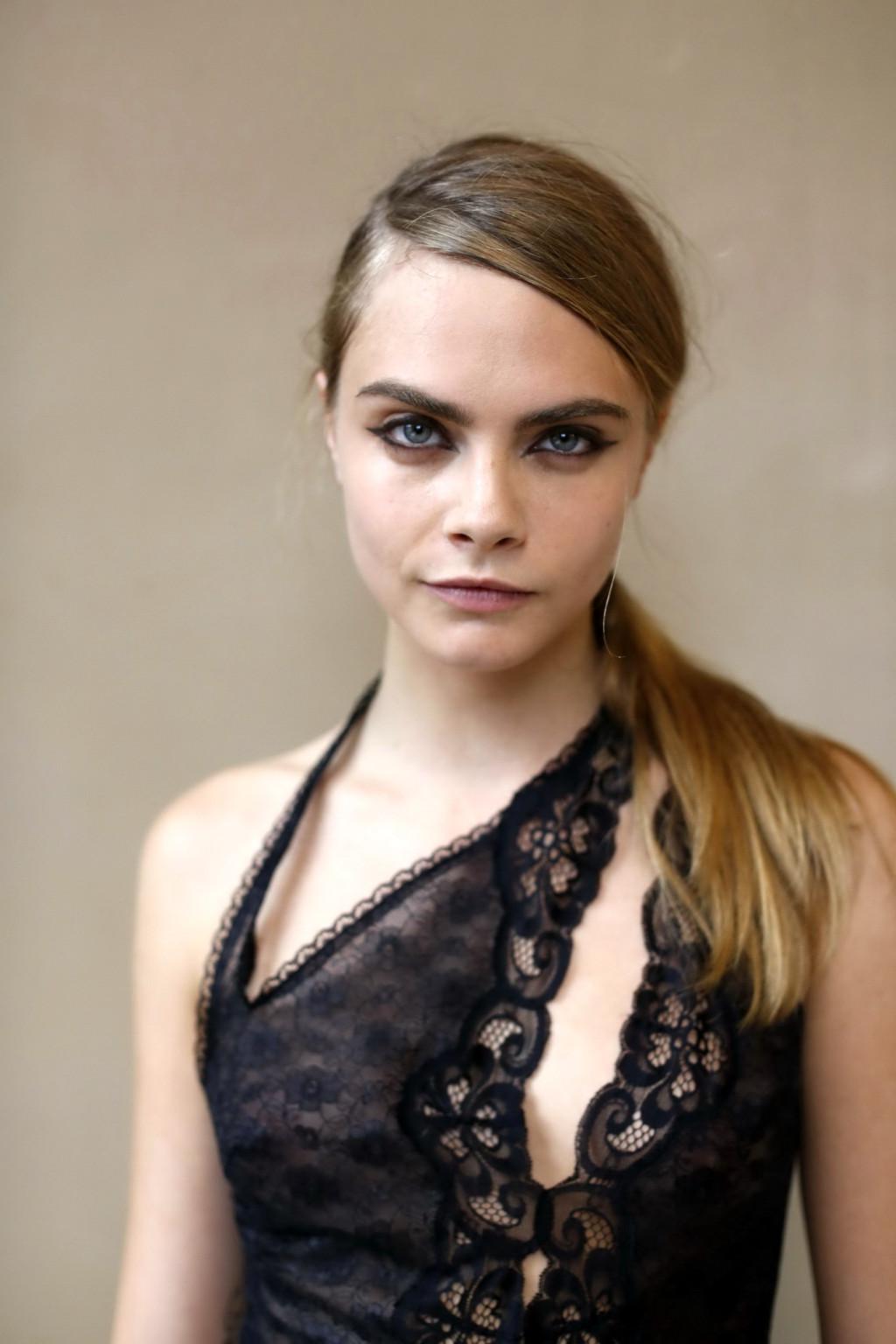 16P Cara Delevingne wearing a see through dress at Stella McCartney Fashion Show PFW