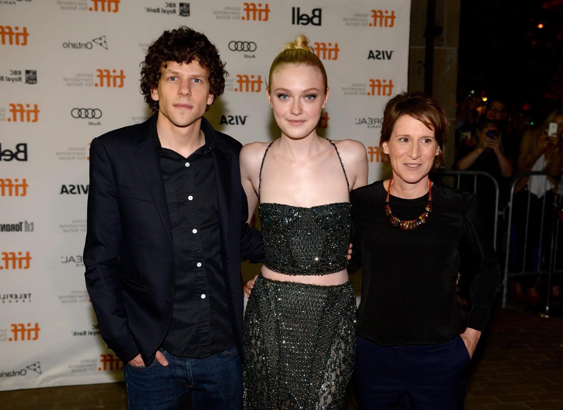 16P Dakota Fanning wearing low cut partially see-through dress at Night Moves premie
