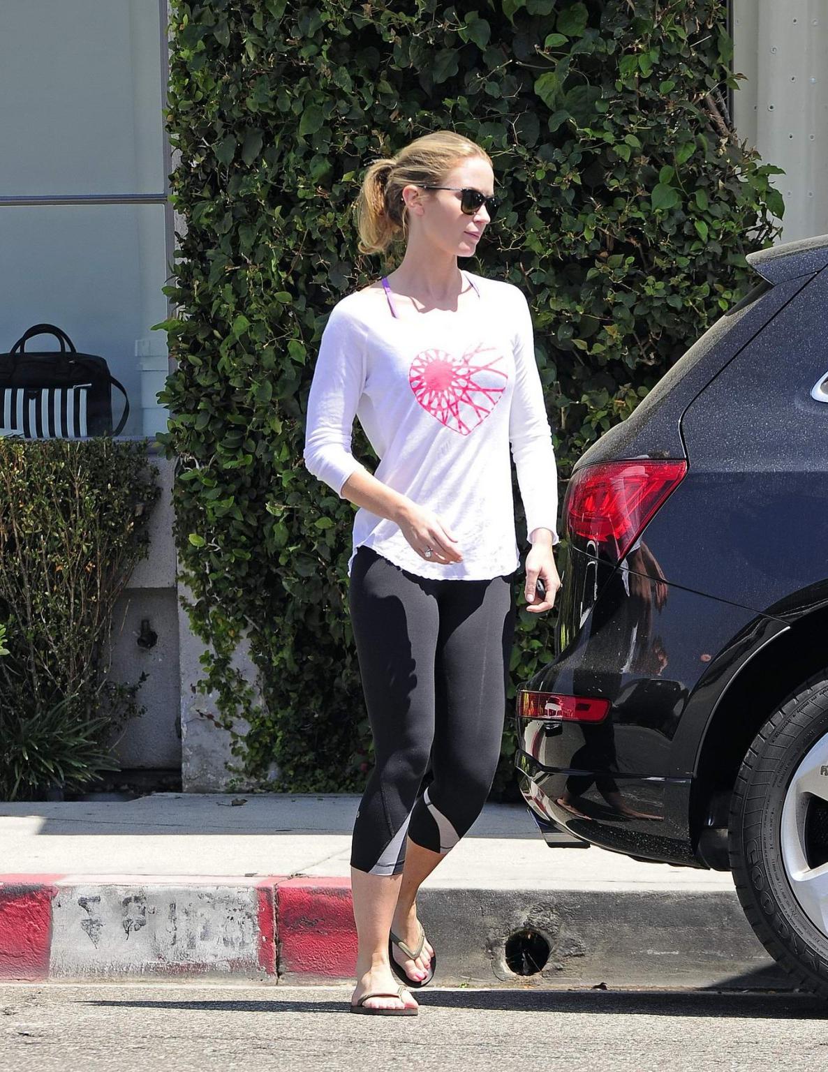 16P Emily Blunt looks hot wearing see-through to bikini top and tights out in Hollyw