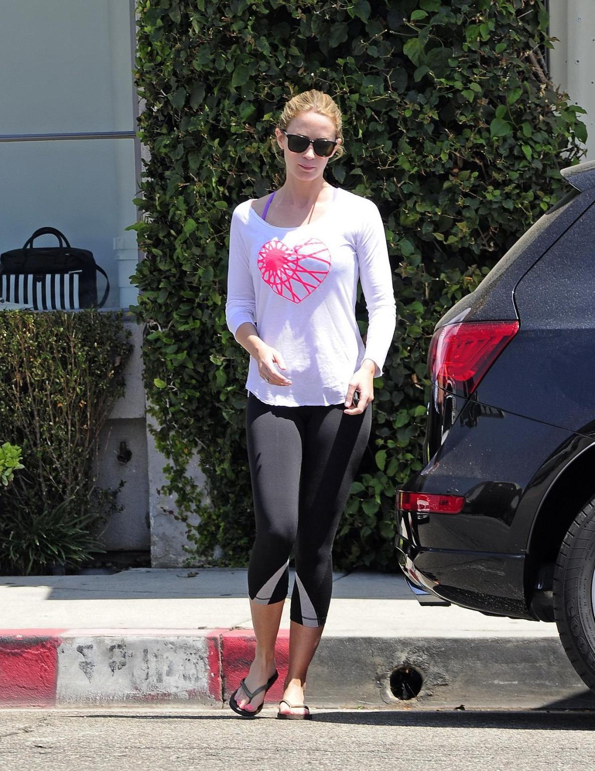 16P Emily Blunt looks hot wearing see-through to bikini top and tights out in Hollyw