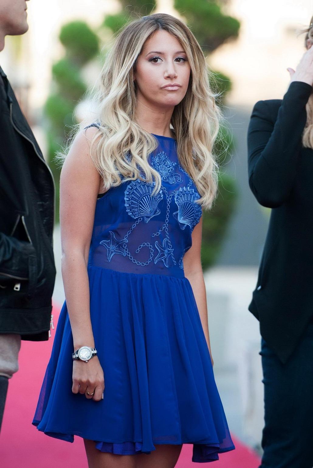 16P Ashley Tisdale wearing a partially see through dress at the 2013 TCA Summer Tour