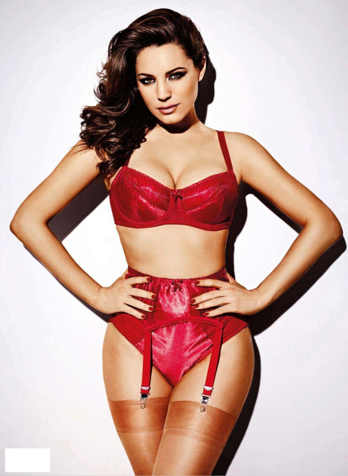 16P Kelly Brook showing off her big boobs in see through lingerie for the Nuts photo