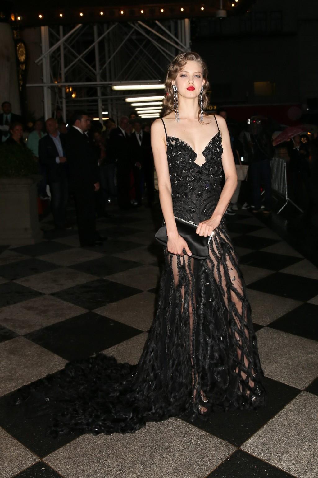 16P Lindsey Wixson shows off her ass wearing a partially see through dress at the at